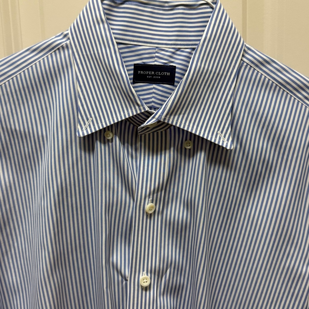 Proper Cloth Blue Striped Dress Shirt